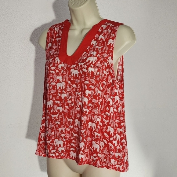 Maeve By Anthropoligie Safari Top Red Size 4 - Picture 3 of 13